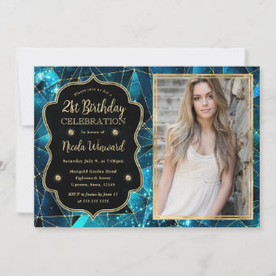 Convites Cristal de Galáxia Azul-escuro Meia-noite para fot
