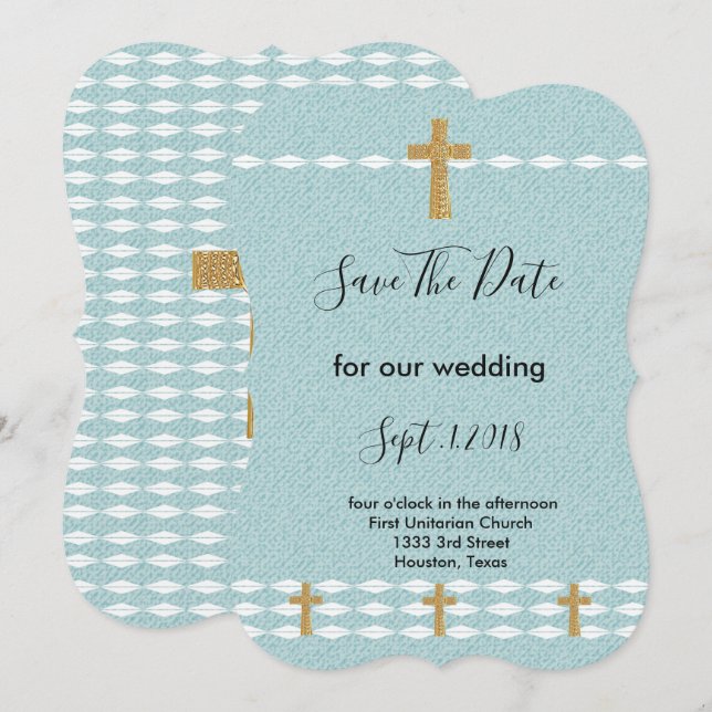 Convites Cristo Cruz de Jesus Luz para salvar a data (Frente/Verso)