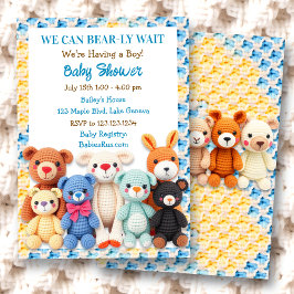 Convites Crocheted Stuffed Animals Boy's Baby Shower