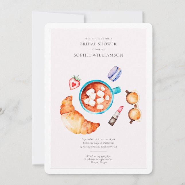 Convites Croissant francês e Chá de panela de café (Frente)