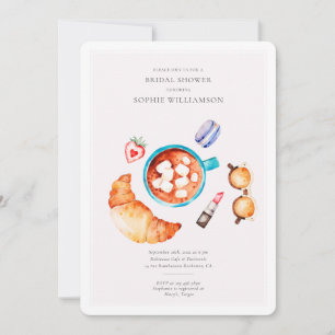 Convites Croissant francês e Chá de panela de café