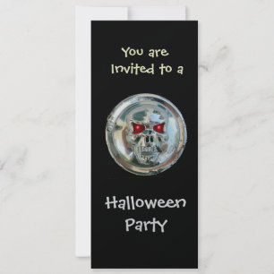 Convites CROMA SKULL HALLOWEEN PARTITY Silver Metálico