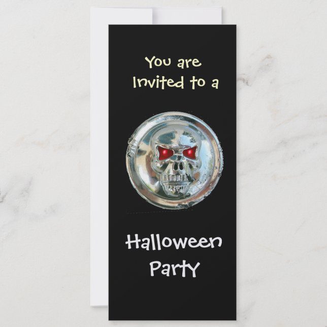 Convites CROMA SKULL HALLOWEEN PARTY Ice Metálico (Frente)