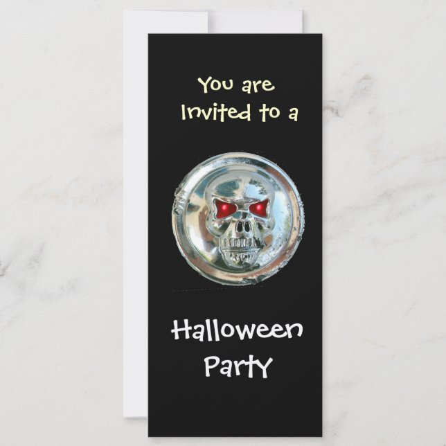 Convites CROMA SKULL HALLOWEEN PARTY Silver Metálico (Frente)