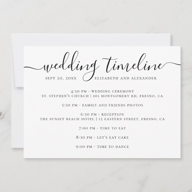 Convites Cronograma de Casamento | Agenda Minimalista Moder (Frente)