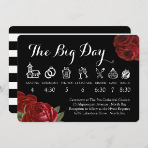 Convites Cronograma de Casamento Branco e Rosas vermelhas P