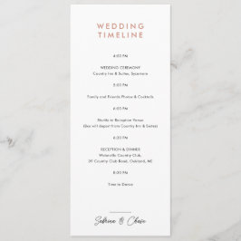 Convites Cronograma de Itinerário de Casamento Rose Blush