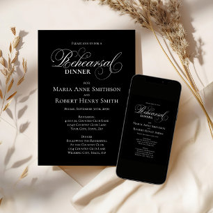 Convites Cronograma do Janto de ensaio em preto-e-branco