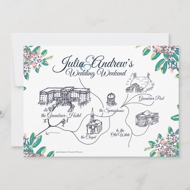 Convites Cronograma final de fim de semana do casamento Gre (Frente)