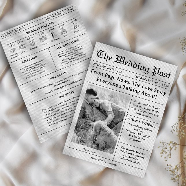 Convites Cronologia de Casamento em Jornal Único (Criador carregado)