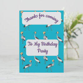 Convites Crowned Cranes Thank you Card