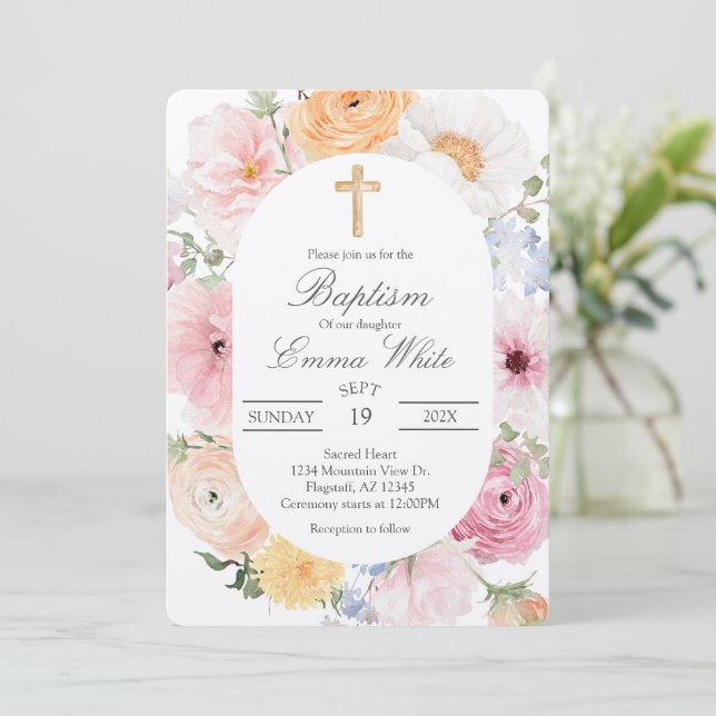 Convites Crucifix  baptismInvitation (Em pé/Frente)