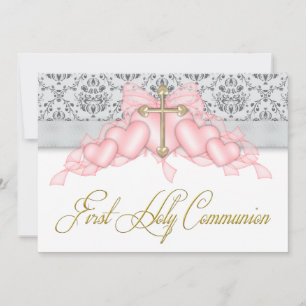 Convites Crucifixo Rosa Dourado Meninas Rosa Primeira Comun