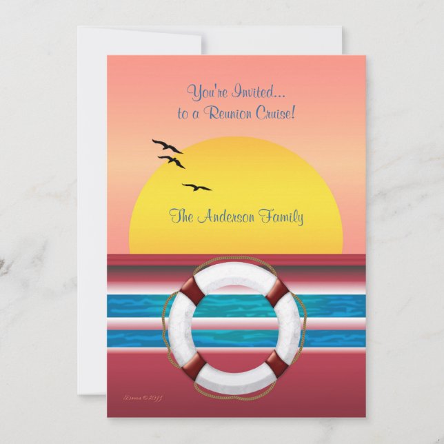 Convites Cruise Family Reunion Invite - Sunset Design (Frente)