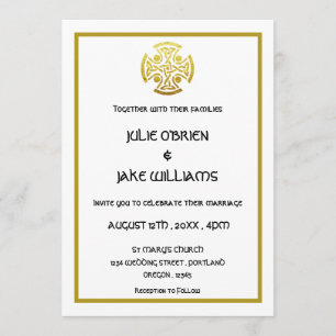 Convites Cruz Céltica de Nó Celta Dourado de Casamento