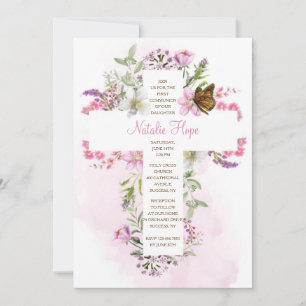 Convites Cruz com Flores Religiosas