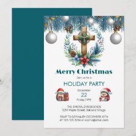 Convites Cruz com o inverno Blue Accents Natal