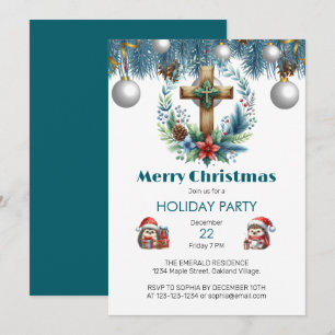 Convites Cruz com o inverno Blue Accents Natal