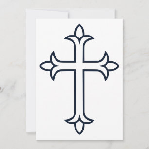 Convites Cruz Cristã Clássica Arte Minimalista Fina