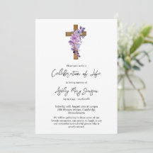 Cruz de flor roxa Celebração da Vida Funeral