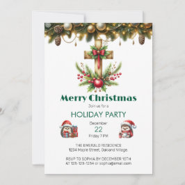 Convites Cruz de Madeira com Natal Arco Vermelho