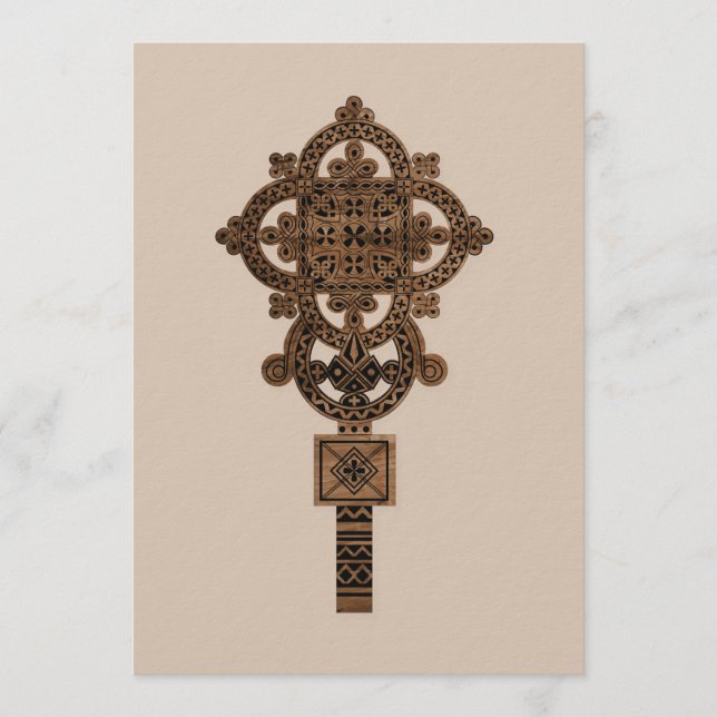 Convites Cruz de Mão de Madeira (Frente)