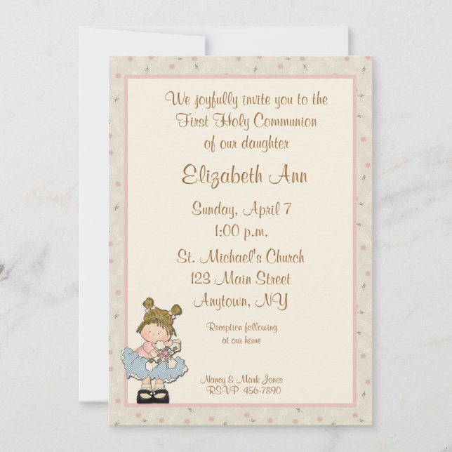 Convites Cruz de Menina Religiosa (Frente)