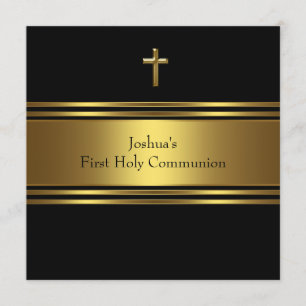 Convites Cruz de Ouro Preto Meninos Primeira Comunhão