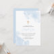 Convites Cruz Dourada Menino em Aquarela Azul Batismo e Bat (Frente/Verso In Situ)