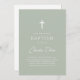 Convites Cruz Moderno Verde Sálvia Menino Batismo e Batizad (Frente/Verso)