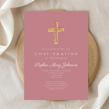 Cruz Religiosa Rosa Elegante Menina Confirmação