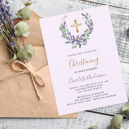 Convites Cruzamento de ouro floral de lavanda violeta