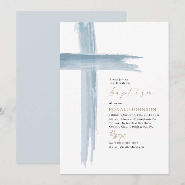 Convites Cruzamento Elegante Moderno de Cores de Água (Frente/Verso)
