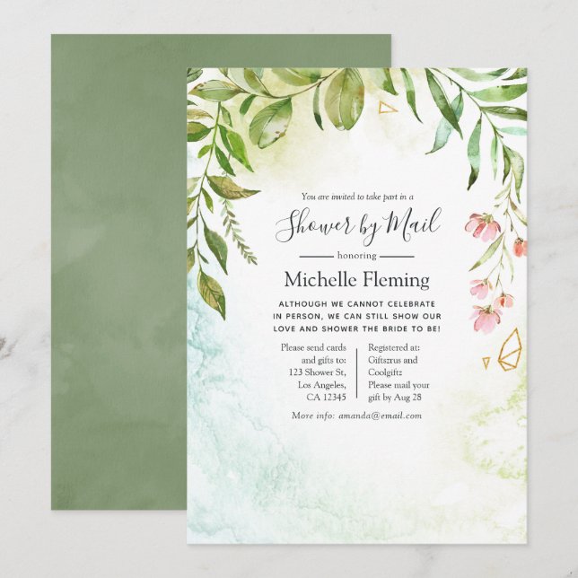 Convites Crystal Baby ou Chá de panela Geométrico por Corre (Frente/Verso)