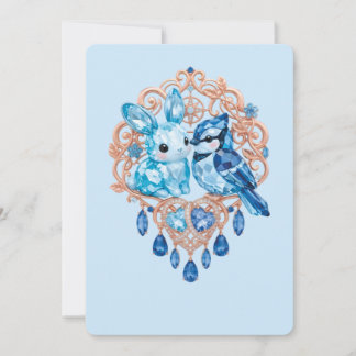 Convites Crystal Blue Bunny and Blue Jay Heart