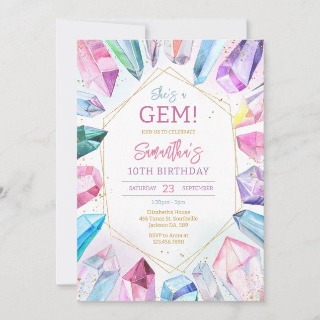 Convites Crystal Gemstone Birthday Invitation (Frente)