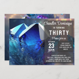Convites Crystal Gemstone Setembro Virgo Sapphire Aniversár