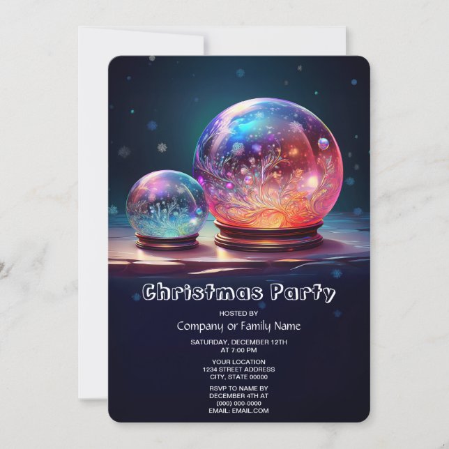 Convites Crystal Snowballs Holiday Party Invitation (Frente)