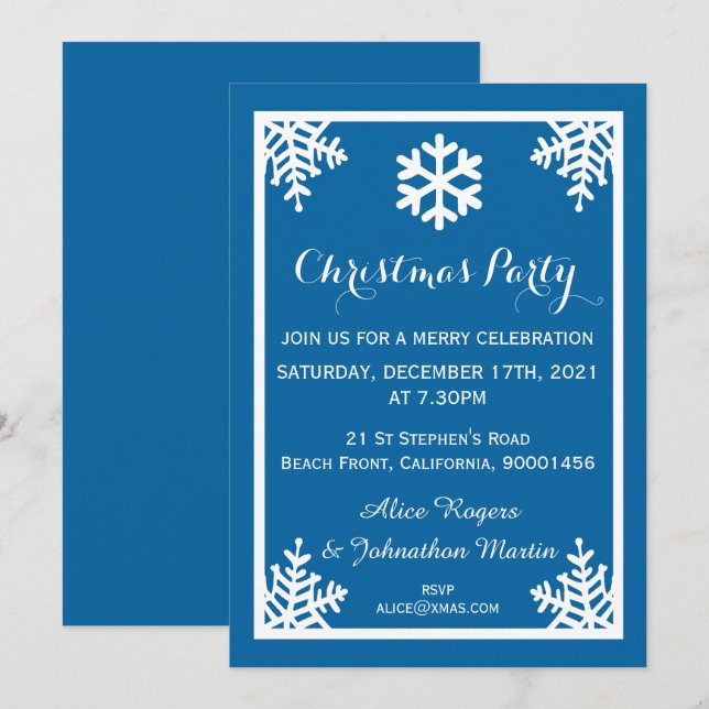 Convites Crystal Snowflake Christmas Party Invitation (Frente/Verso)