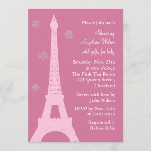 Convites Crystal Snowflakes em Paris (rosa)