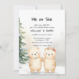 Convites Cub Bear Theme Gender Reveal Party Invitation