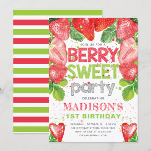 Convites Cueca de aniversário do tema do morango