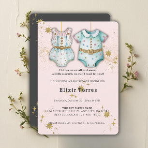 Convites Cueca De Bebê Whimsical Roupa Sexo Chá de fraldas 
