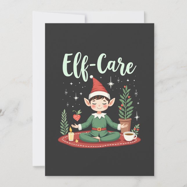 Convites Cuidado de Elfo Divertido Elfo de Natal Cuidado Má (Frente)