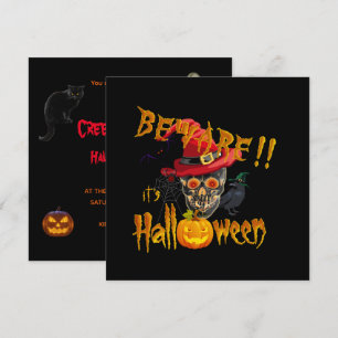 Convites Cuidado é Halloween Festa Assustadora e Assustador