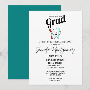 Convites Cuidado Odontológico Dente Feliz com Formatura da 