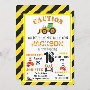 Convites Cuidado sob a descarga da construção o aniversário