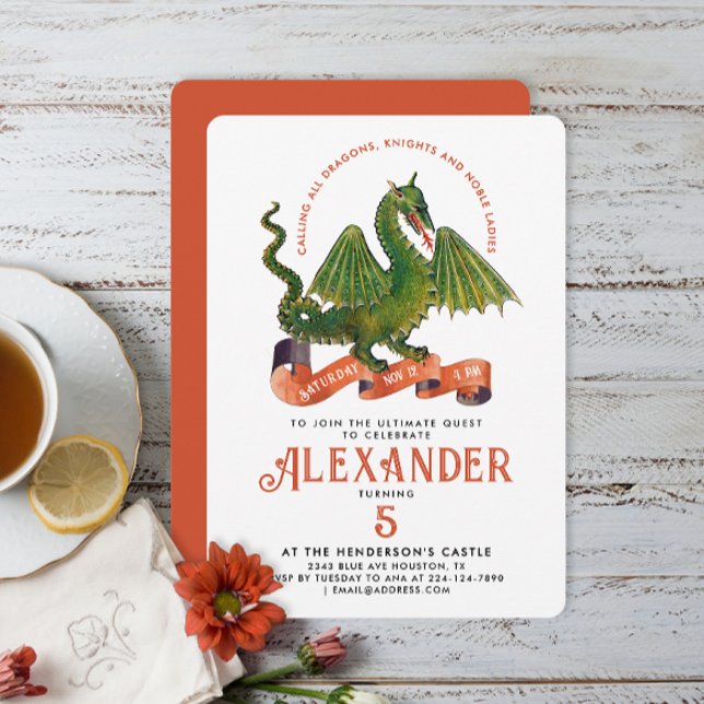 Convites Cujo Dragão Verde Laranja Verde Laranja Corajoso C (Criador carregado)