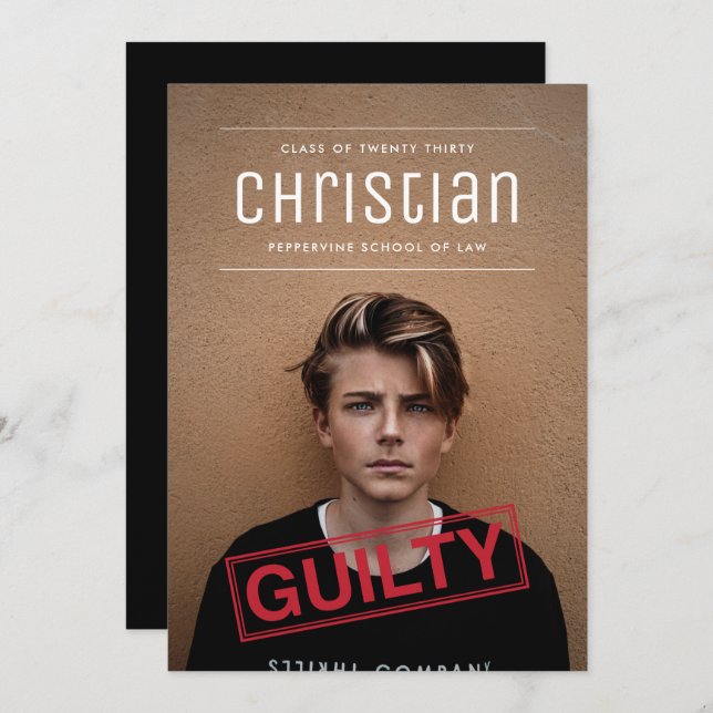 Convites Culpado como Graduação de Lei Cobrada (Frente/Verso)