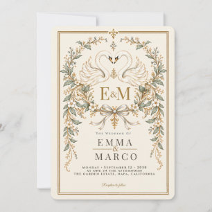 Convites Cume de Casamento de Cisne de Marfim Delicado Vint